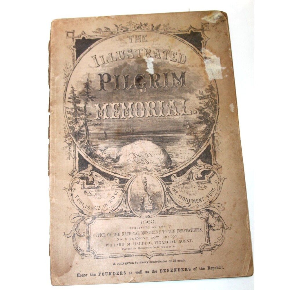 Illustrated Pilgrim Memorial 1863 Vintage History Book Early America Thanksgivin